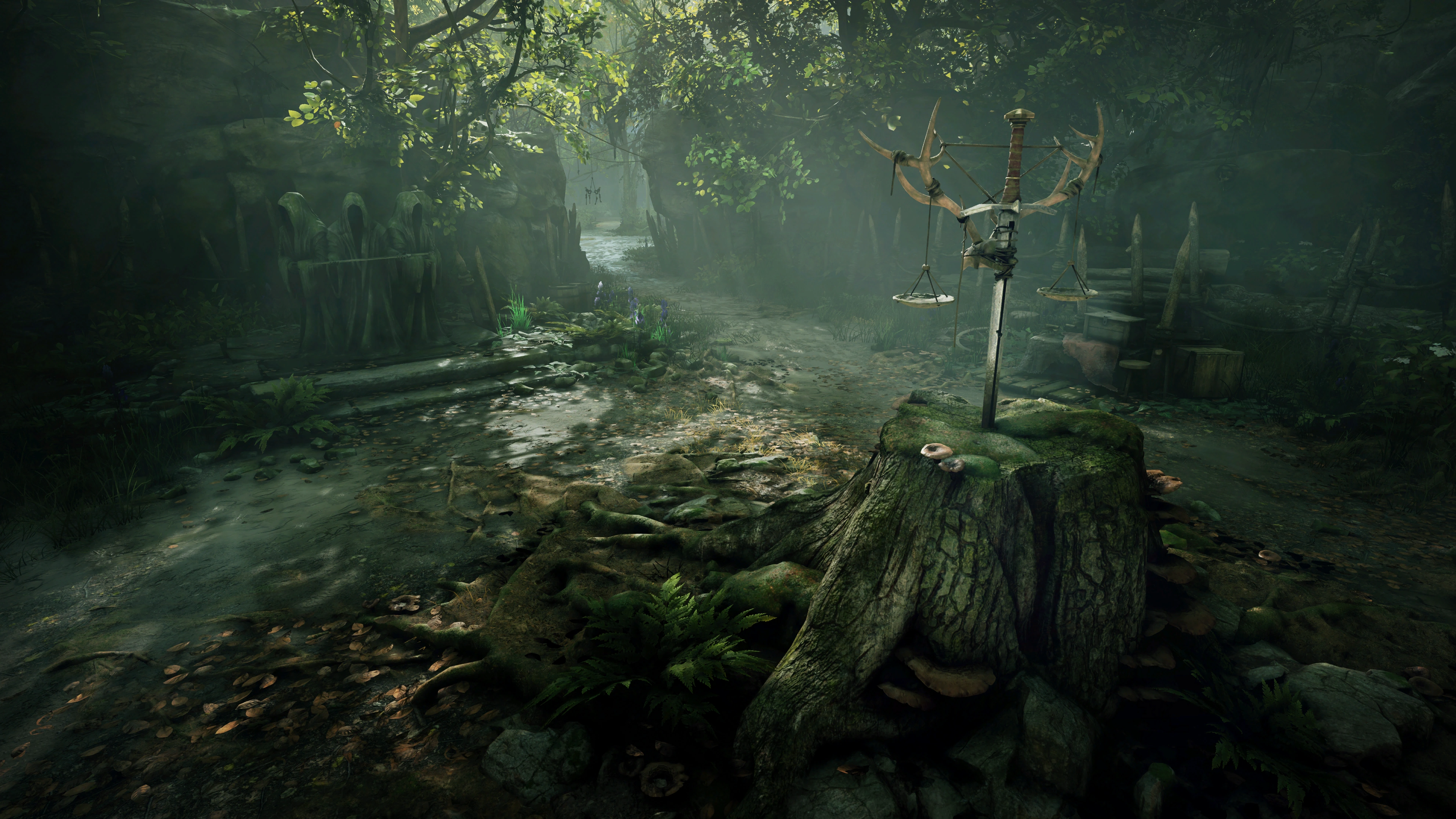 The forest hideout with the outlaws’ symbol
